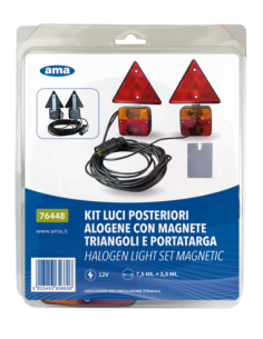 KIT LUCI POSTERIORI ALOGENE CON MAGNETE TRIANGOLI E PORTATARGA 76448