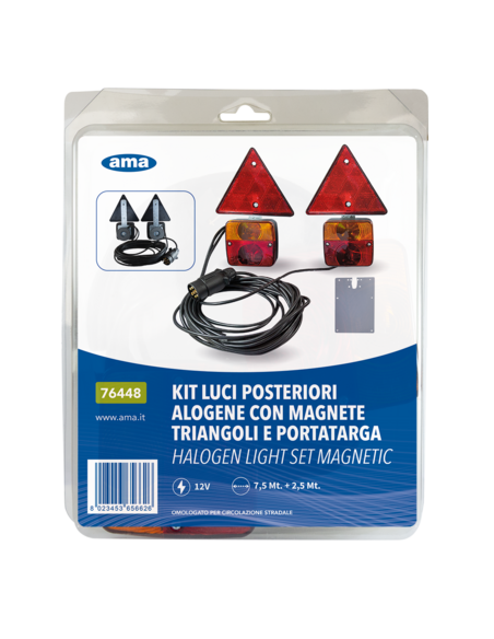 KIT LUCI POSTERIORI ALOGENE CON MAGNETE TRIANGOLI E PORTATARGA 76448