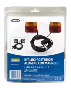 KIT LUCI POSTERIORI ALOGENE CON MAGNETE TRIANGOLI E PORTATARGA 76443