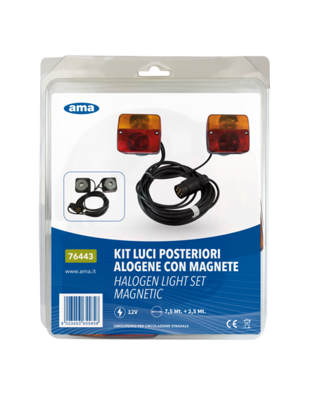 KIT LUCI POSTERIORI ALOGENE CON MAGNETE TRIANGOLI E PORTATARGA 76443